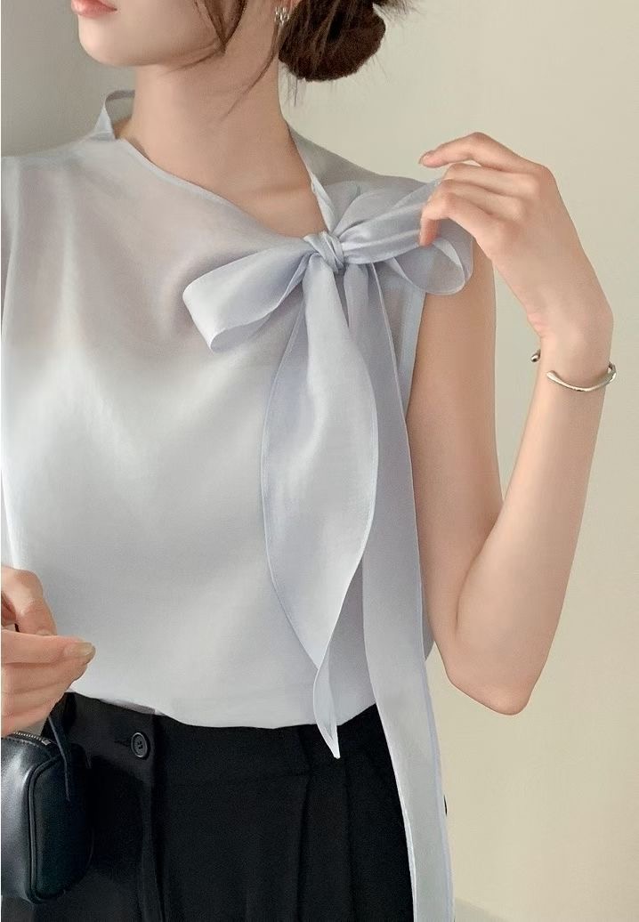 GUNNY GIRLS-거니걸스-T東大門實拍女裝新品熱賣襯衫蕾絲衫系帶無袖GUNNY GIRLS襯衫/蕾絲衫
