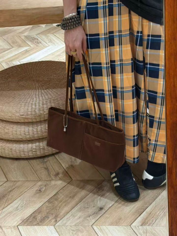 TROUVAILLE東大門實拍女士新品26春夏時尚單肩斜跨包天鵝絨TROUVAILLE單肩/斜跨包
