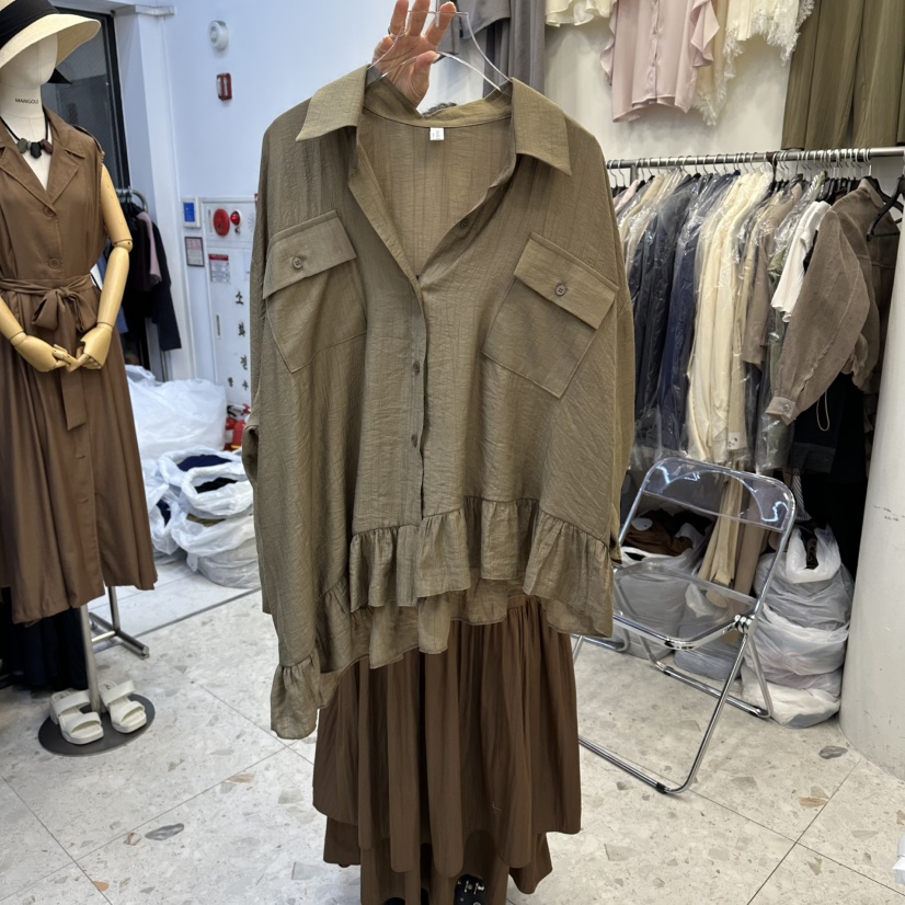 MARIGOLD東大門代購女裝新品真品推薦休閑襯衫蕾絲衫褶邊MARIGOLD襯衫/蕾絲衫圖色2