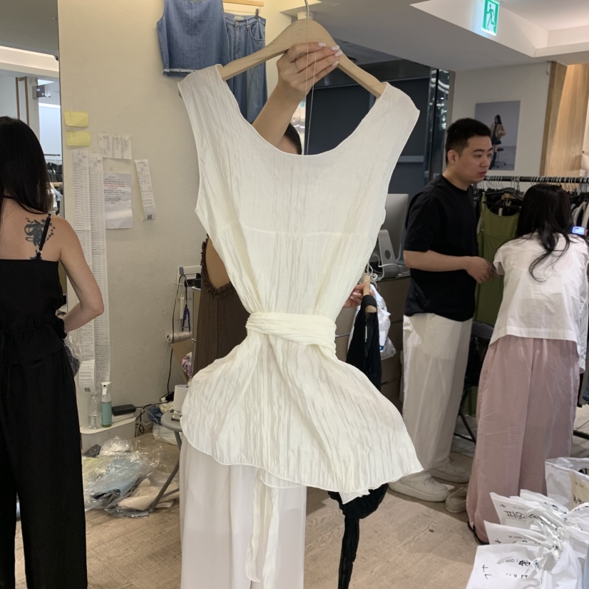W AND J東大門代購女士新款職業真品休閑吊帶背心含腰帶W AND J吊帶/背心