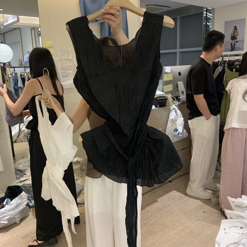W AND J東大門代購女士新款職業真品休閑吊帶背心含腰帶W AND J吊帶/背心圖色2