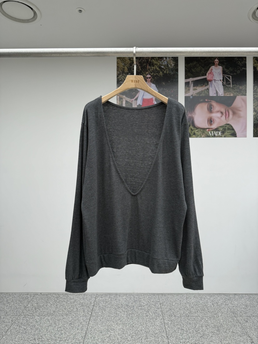 MADE-P韓國直郵女士新品休閑職業推薦熱賣時尚長袖T恤深VMADE-P長袖T恤圖色1