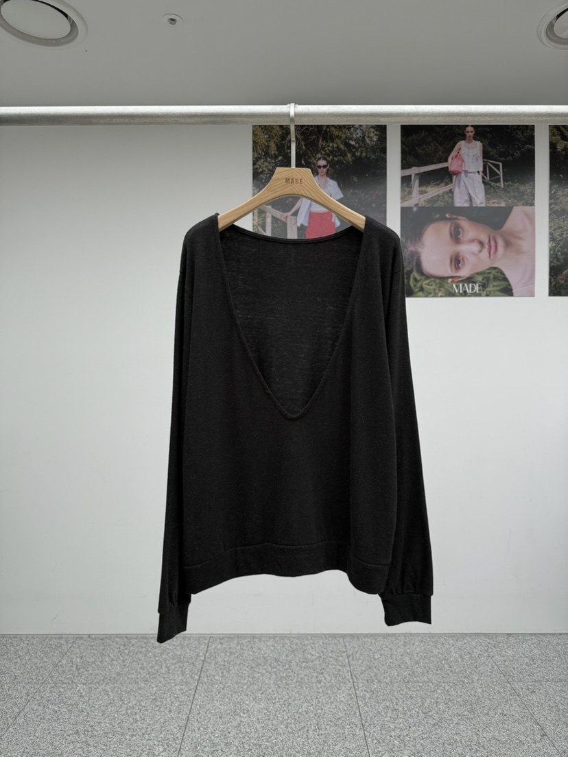 MADE-P韓國直郵女士新品休閑職業推薦熱賣時尚長袖T恤深VMADE-P長袖T恤圖色2