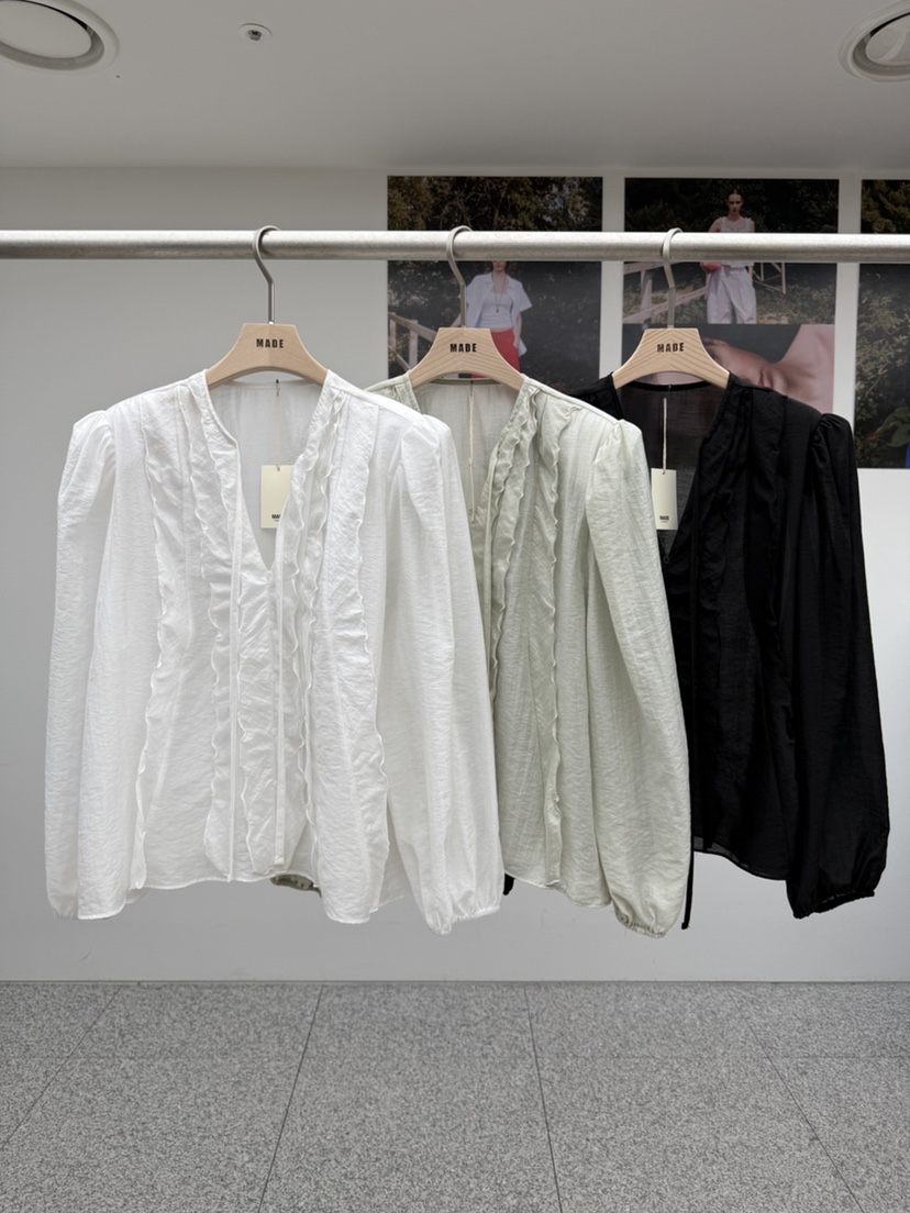 MADE-P韓國代購女裝新品職業人氣26春夏熱賣休閑襯衫蕾絲衫MADE-P襯衫/蕾絲衫
