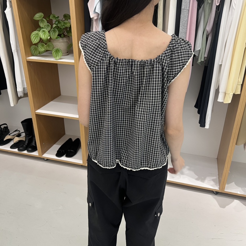 ALOT韓國代購女裝新品休閑推薦人氣26春夏襯衫蕾絲衫格子A LOT襯衫/蕾絲衫