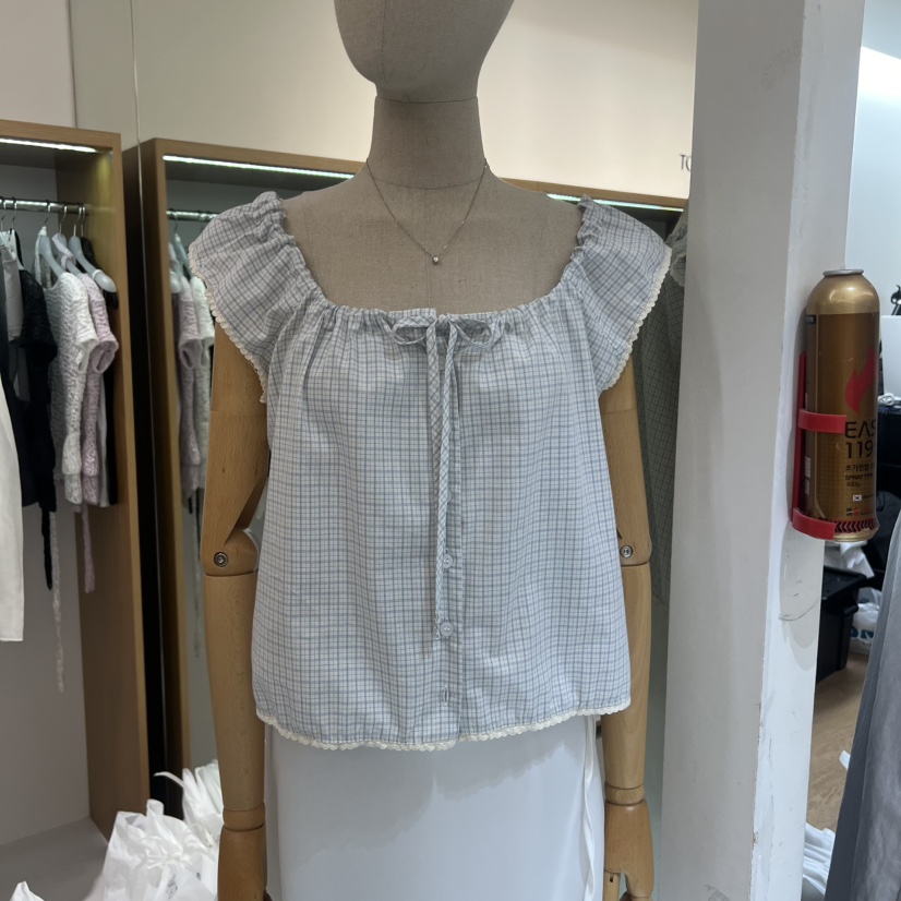 ALOT韓國代購女裝新品休閑推薦人氣26春夏襯衫蕾絲衫格子A LOT襯衫/蕾絲衫圖色1