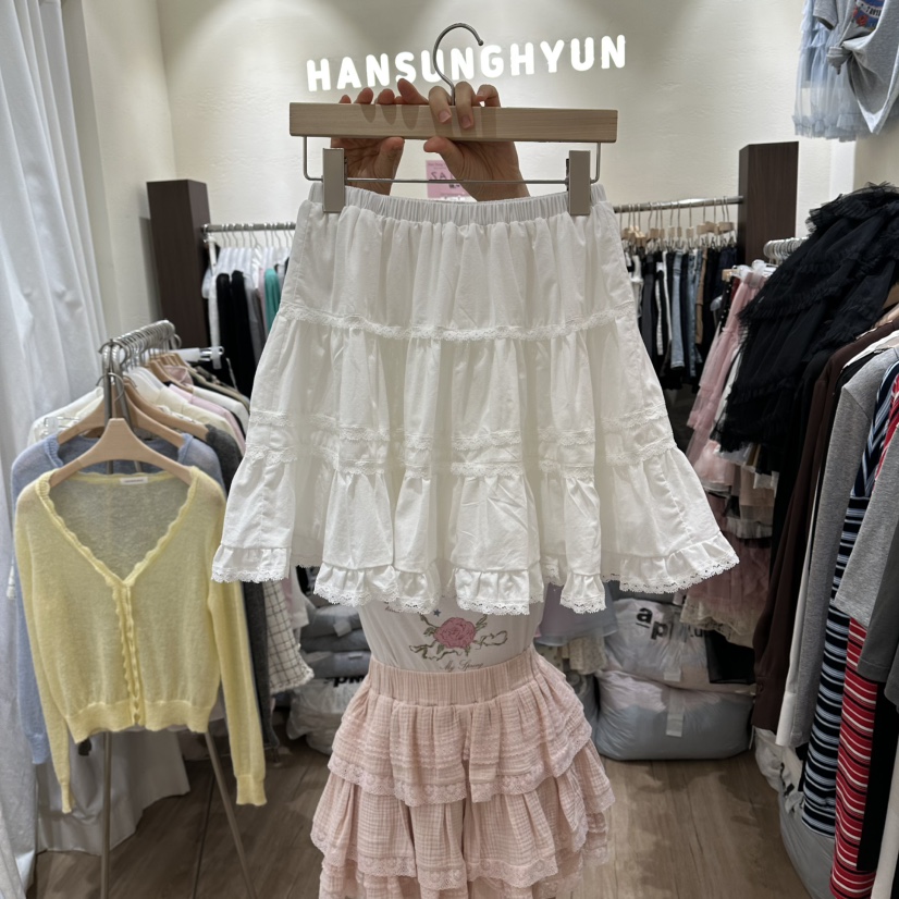 HANSUNGHYUN東大門代購女裝新品職業熱賣人氣短裙多層蕾絲HANSUNGHYUN短裙