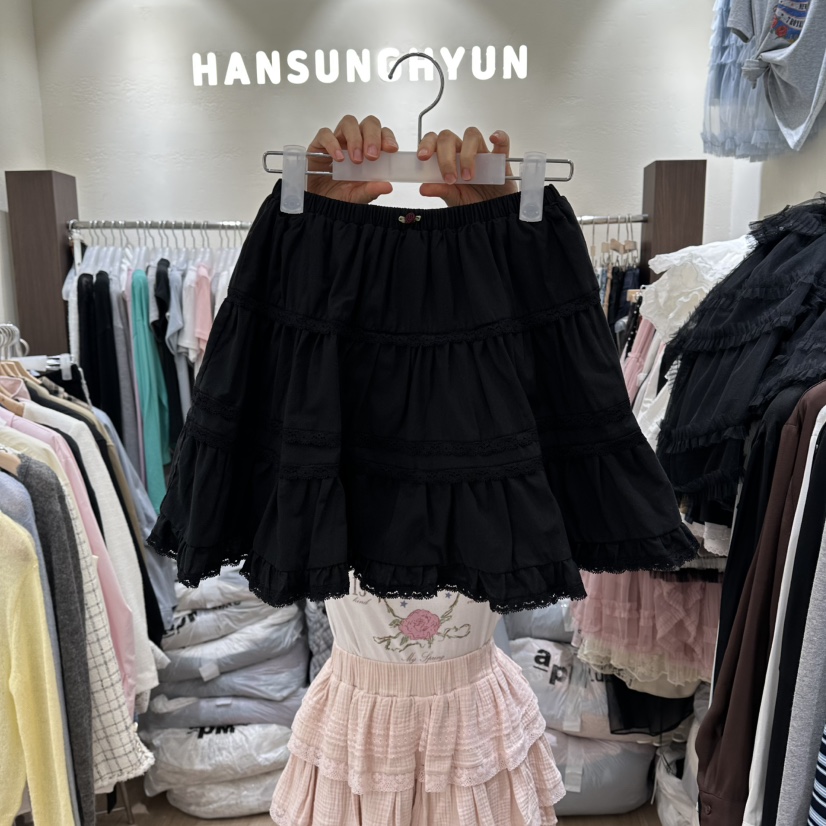 HANSUNGHYUN東大門代購女裝新品職業熱賣人氣短裙多層蕾絲HANSUNGHYUN短裙圖色2