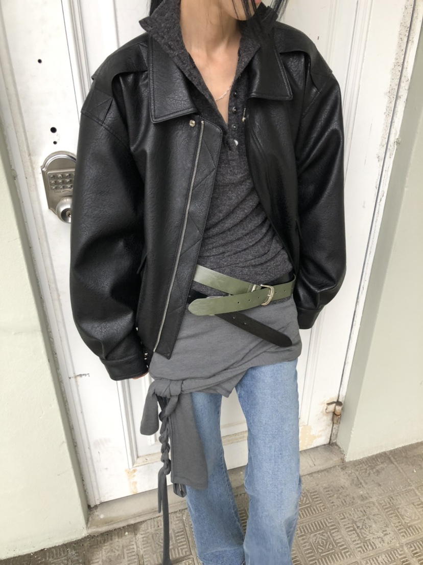 MOVENNE東大門實拍女裝新品真品推薦時尚休閑人氣皮衣皮革MOVENNE皮衣