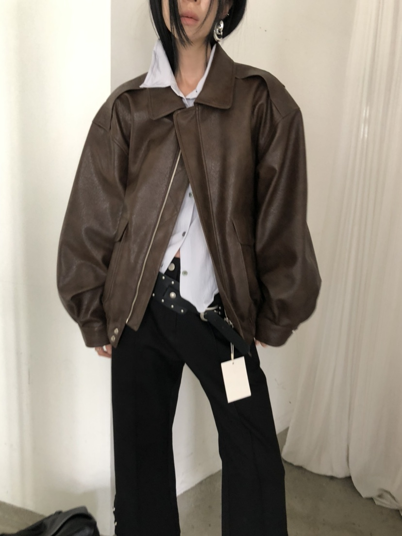 MOVENNE東大門實拍女裝新品真品推薦時尚休閑人氣皮衣皮革MOVENNE皮衣