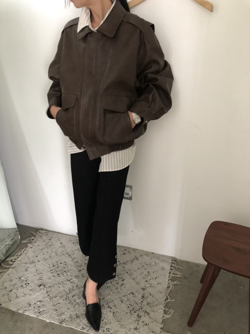 MOVENNE東大門實拍女裝新品真品推薦時尚休閑人氣皮衣皮革MOVENNE皮衣