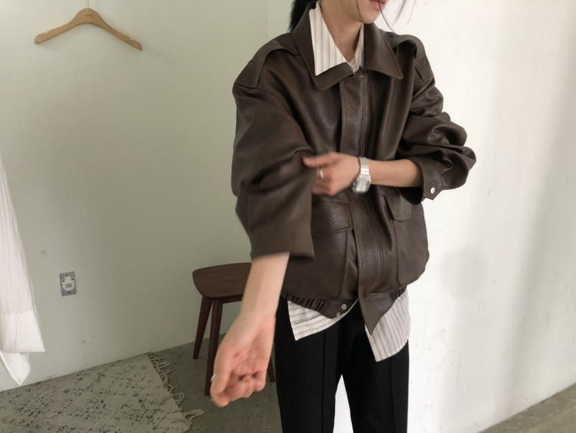 MOVENNE東大門實拍女裝新品真品推薦時尚休閑人氣皮衣皮革MOVENNE皮衣