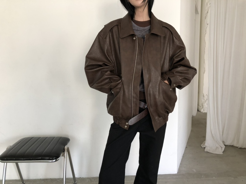 MOVENNE東大門實拍女裝新品真品推薦時尚休閑人氣皮衣皮革MOVENNE皮衣