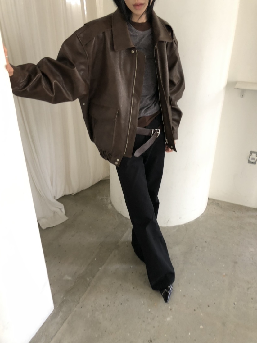 MOVENNE東大門實拍女裝新品真品推薦時尚休閑人氣皮衣皮革MOVENNE皮衣
