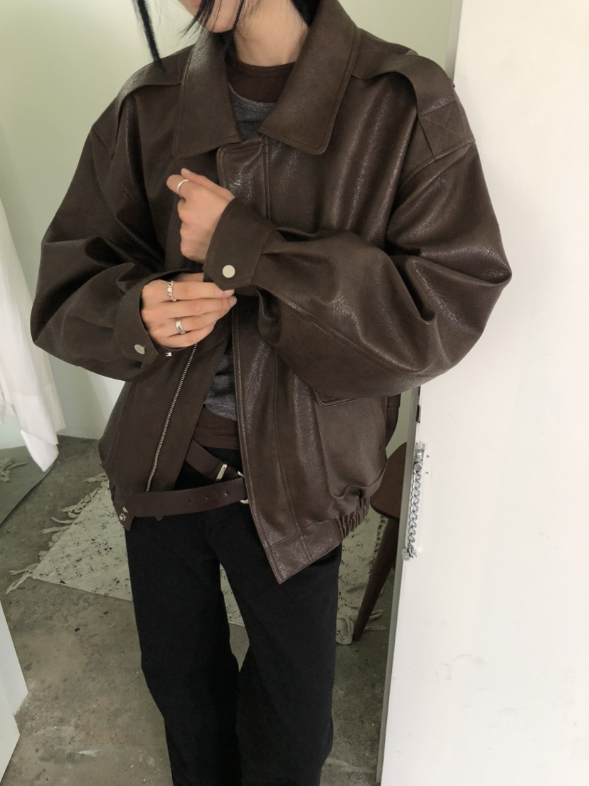 MOVENNE東大門實拍女裝新品真品推薦時尚休閑人氣皮衣皮革MOVENNE皮衣