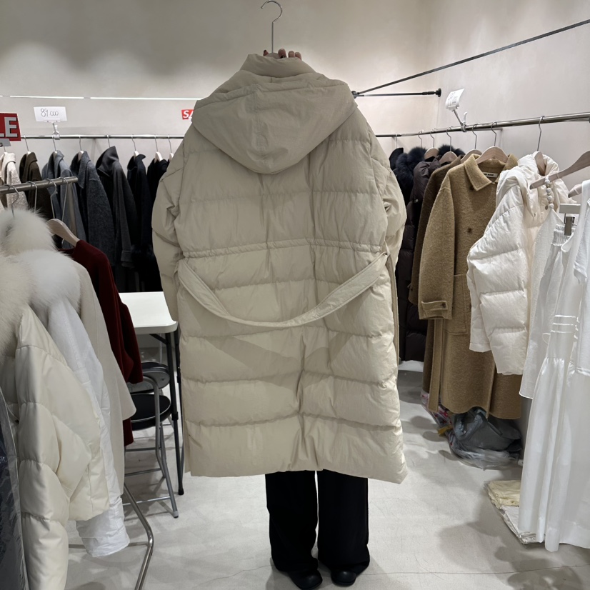Color B韓國代購女裝新品人氣推薦時尚長款羽絨服含腰帶Color B長款羽絨服