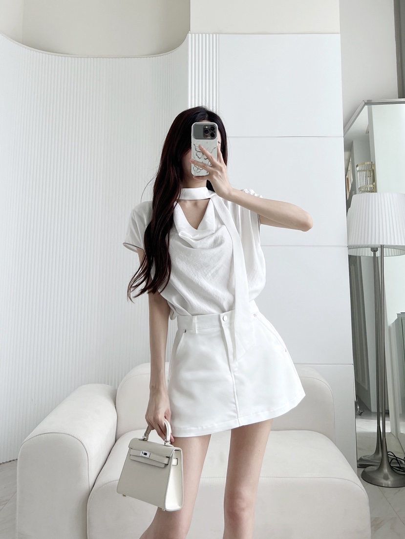 CLOTH韓國代購女裝新品時尚熱賣休閑人氣襯衫蕾絲衫系帶垂墜CLOTH襯衫/蕾絲衫