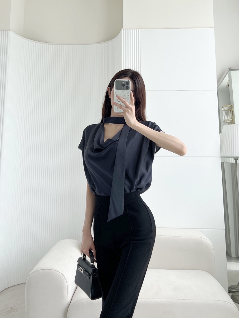 CLOTH韓國代購女裝新品時尚熱賣休閑人氣襯衫蕾絲衫系帶垂墜CLOTH襯衫/蕾絲衫