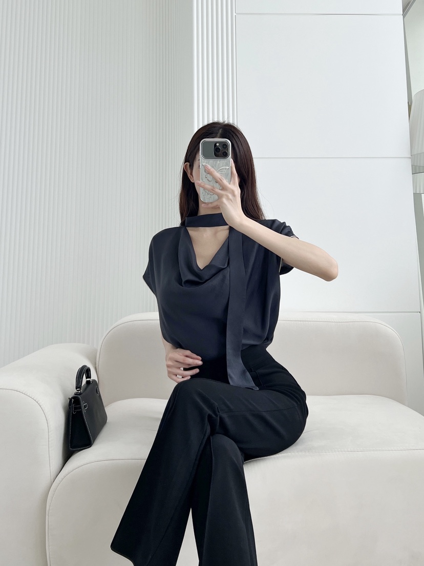 CLOTH韓國代購女裝新品時尚熱賣休閑人氣襯衫蕾絲衫系帶垂墜CLOTH襯衫/蕾絲衫