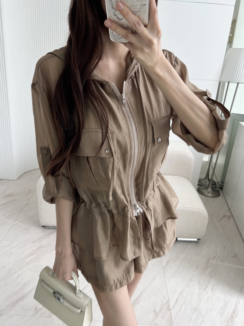 CLOTH韓國直郵女士新品26夏季時尚休閑熱賣人氣夾克羅紋連帽CLOTH夾克