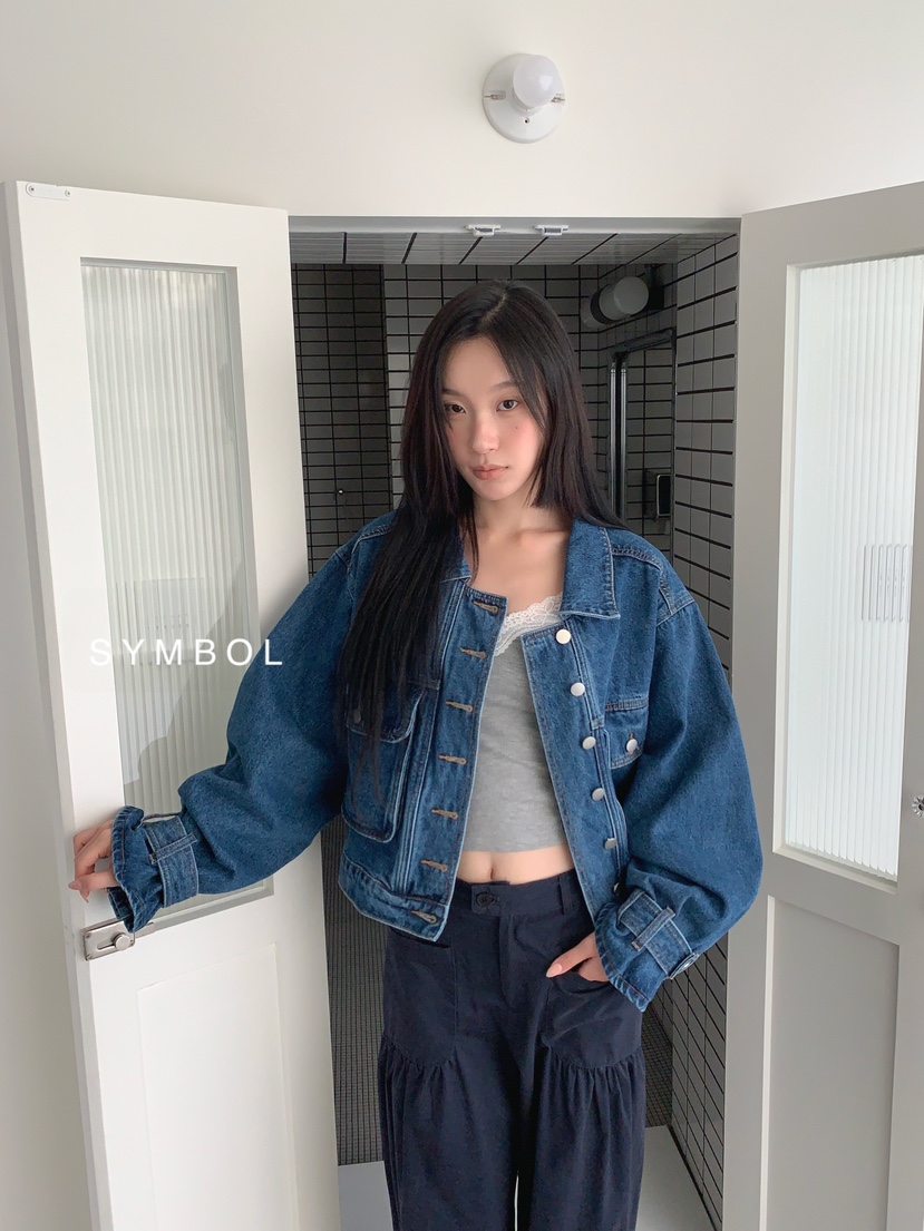 SYMBOL韓國直郵女裝新品時尚推薦休閑真品26春夏夾克口袋SYMBOL夾克