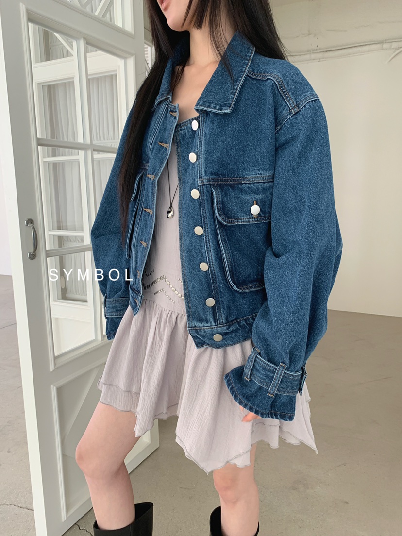 SYMBOL韓國直郵女裝新品時尚推薦休閑真品26春夏夾克口袋SYMBOL夾克