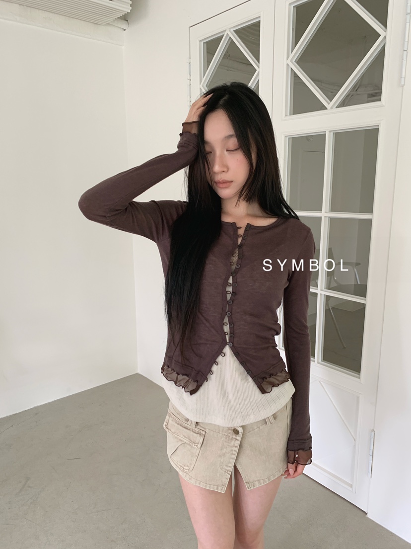 SYMBOL東大門直郵女裝新品職業推薦熱賣長袖T恤不含內搭網狀SYMBOL長袖T恤