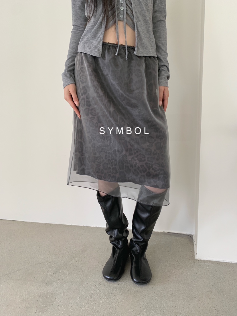 SYMBOL韓國代購女裝新品推薦休閑人氣熱賣半身裙中短裙豹紋SYMBOL半身裙/中短裙