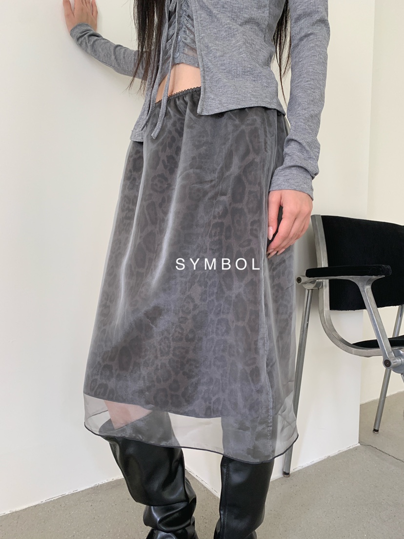 SYMBOL韓國代購女裝新品推薦休閑人氣熱賣半身裙中短裙豹紋SYMBOL半身裙/中短裙
