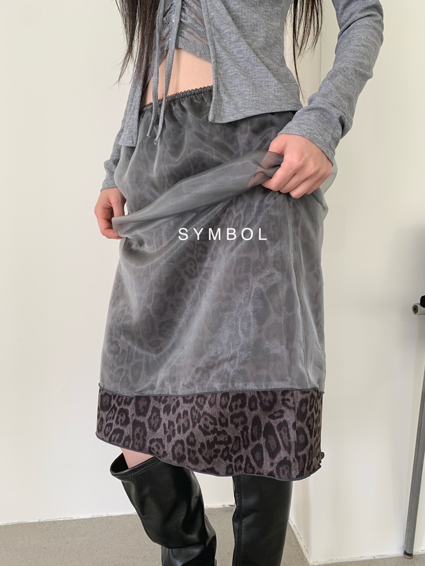 SYMBOL韓國代購女裝新品推薦休閑人氣熱賣半身裙中短裙豹紋SYMBOL半身裙/中短裙