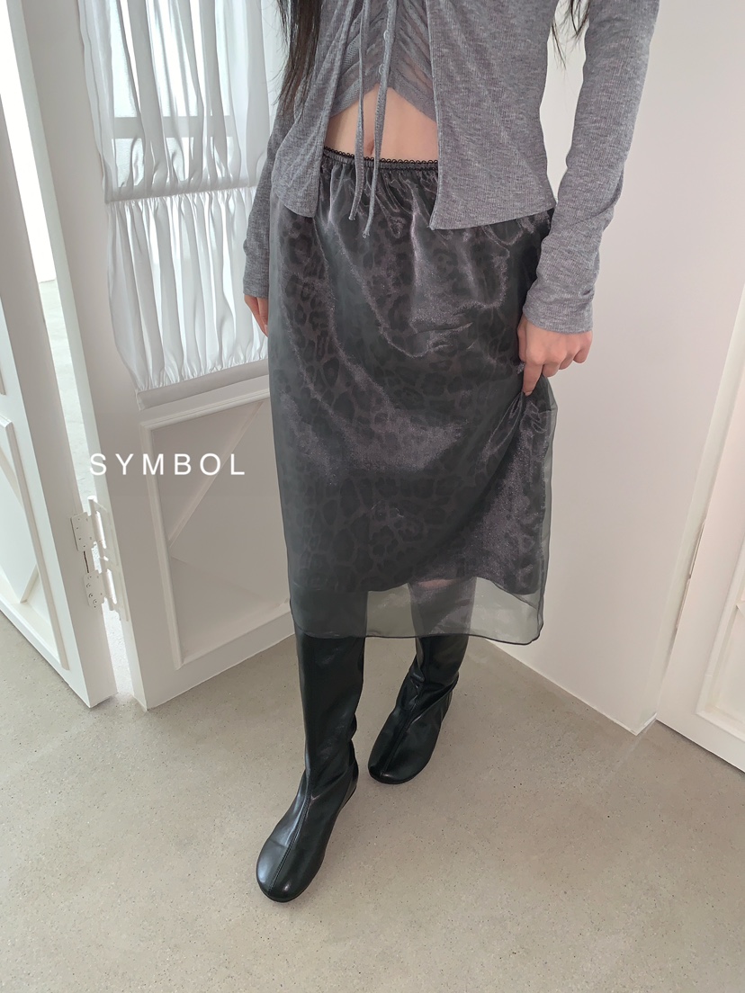 SYMBOL韓國代購女裝新品推薦休閑人氣熱賣半身裙中短裙豹紋SYMBOL半身裙/中短裙