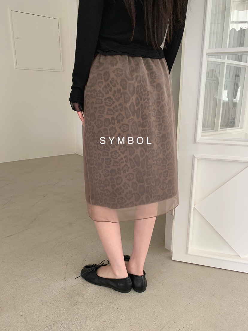 SYMBOL韓國代購女裝新品推薦休閑人氣熱賣半身裙中短裙豹紋SYMBOL半身裙/中短裙