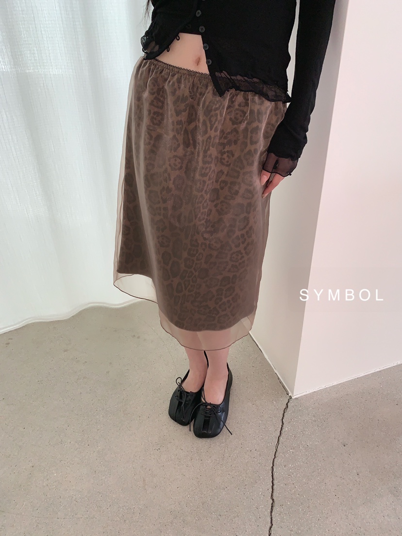 SYMBOL韓國代購女裝新品推薦休閑人氣熱賣半身裙中短裙豹紋SYMBOL半身裙/中短裙