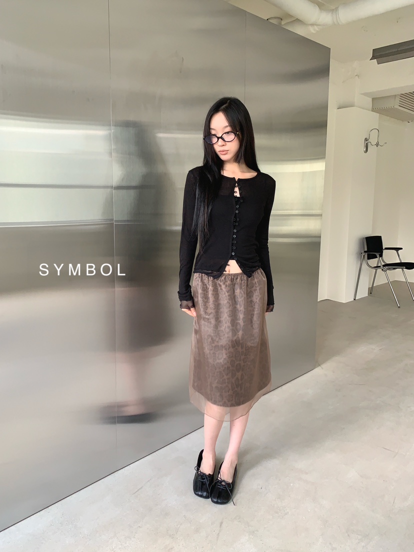 SYMBOL韓國代購女裝新品推薦休閑人氣熱賣半身裙中短裙豹紋SYMBOL半身裙/中短裙