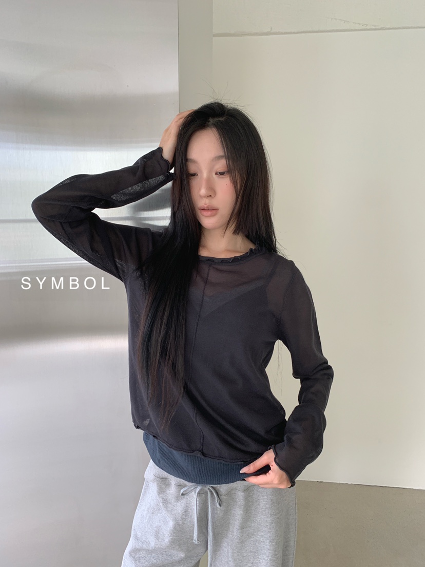 SYMBOL東大門代購女士新品休閑推薦熱賣26春夏針織衫透明SYMBOL針織衫