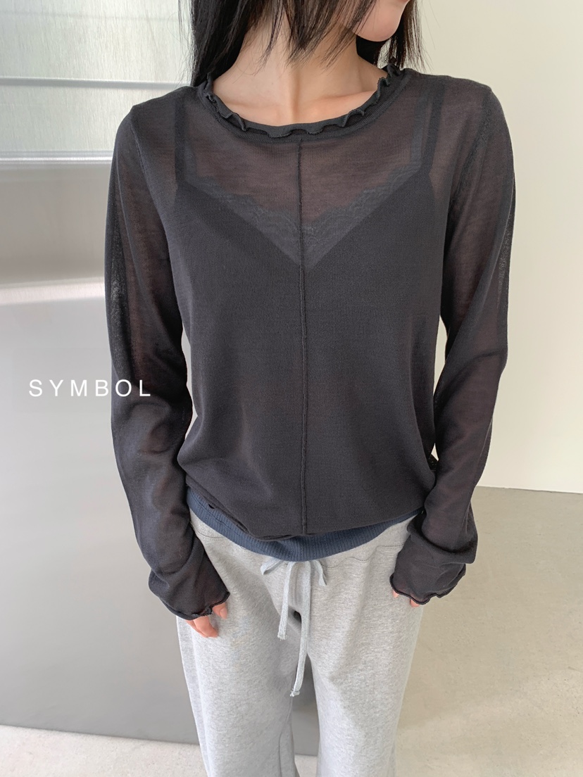 SYMBOL東大門代購女士新品休閑推薦熱賣26春夏針織衫透明SYMBOL針織衫