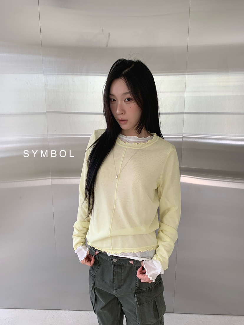 SYMBOL東大門代購女士新品休閑推薦熱賣26春夏針織衫透明SYMBOL針織衫