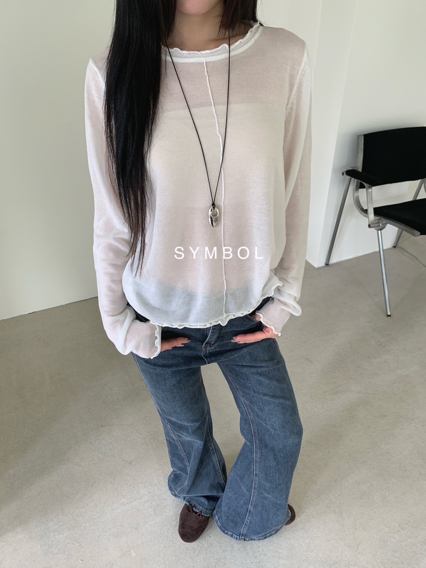 SYMBOL東大門代購女士新品休閑推薦熱賣26春夏針織衫透明SYMBOL針織衫圖色1