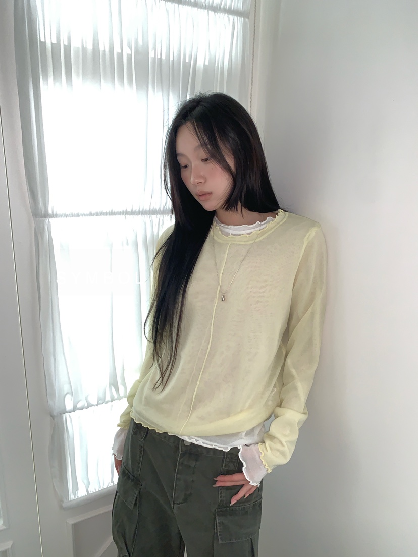 SYMBOL東大門代購女士新品休閑推薦熱賣26春夏針織衫透明SYMBOL針織衫圖色2