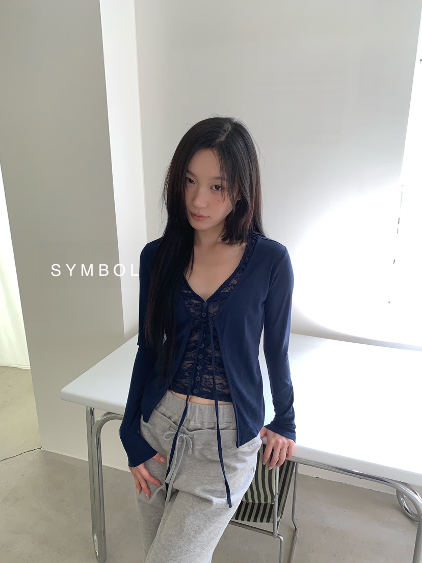 SYMBOL東大門代購女裝新款26春夏推薦熱賣長袖T恤褶皺雙層SYMBOL長袖T恤
