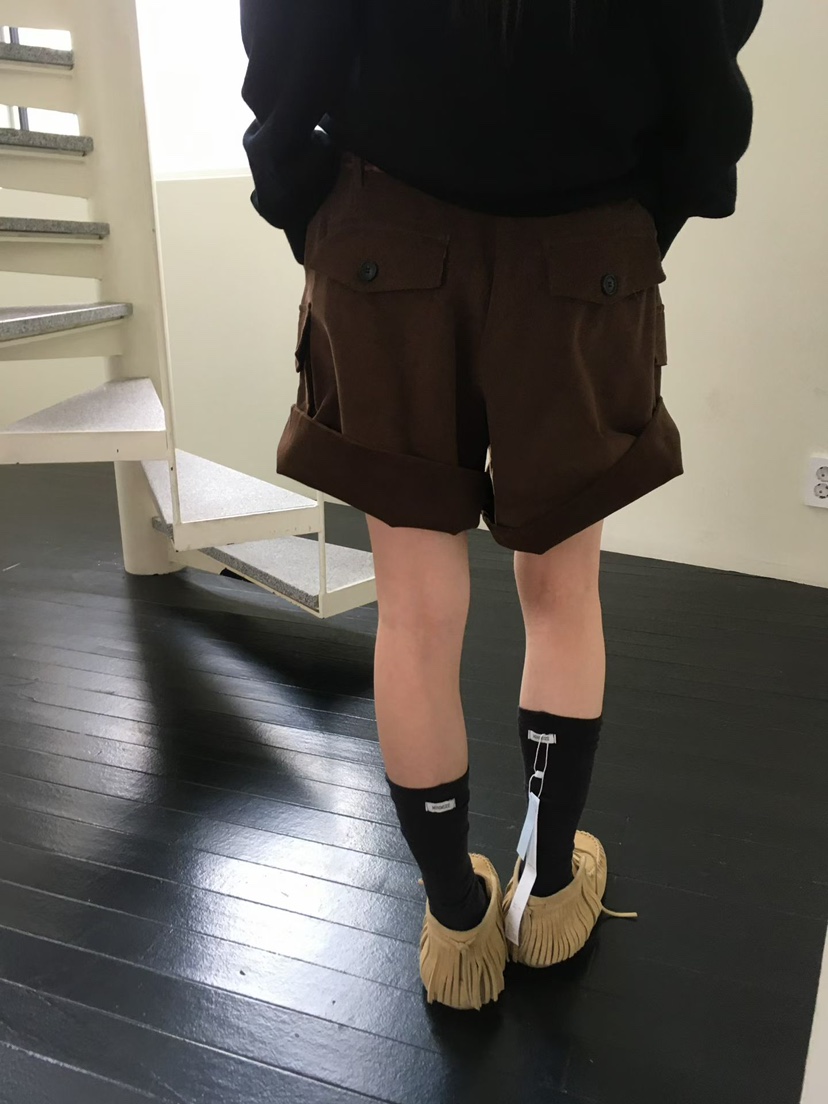 MINIMUZE東大門代購女士新款休閑職業短褲不含腰帶燈芯絨MINIMUZE短褲