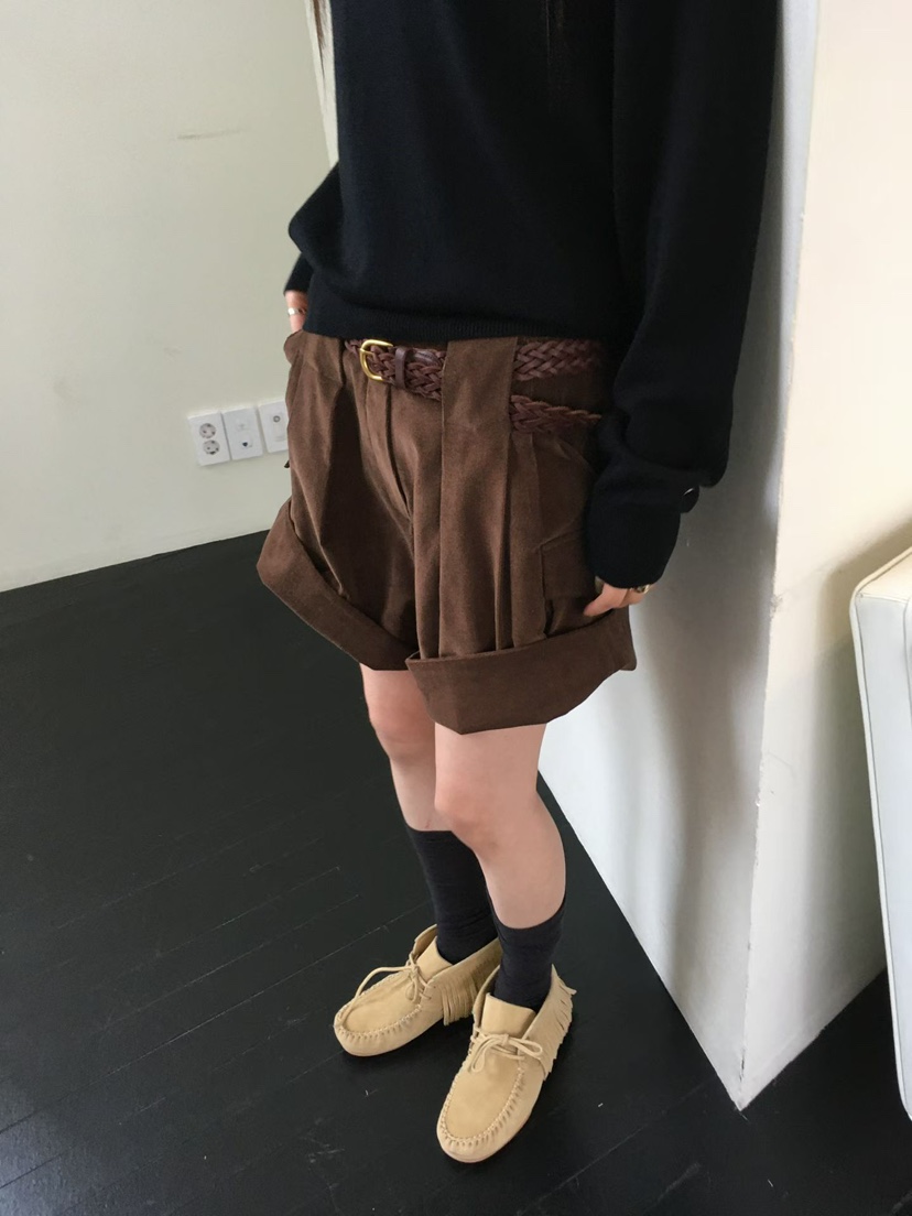 MINIMUZE東大門代購女士新款休閑職業短褲不含腰帶燈芯絨MINIMUZE短褲
