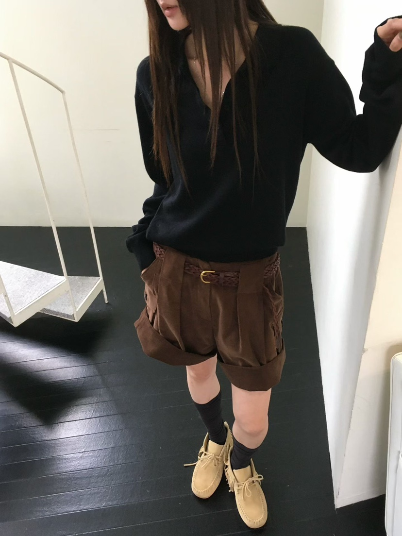 MINIMUZE東大門代購女士新款休閑職業短褲不含腰帶燈芯絨MINIMUZE短褲圖色2