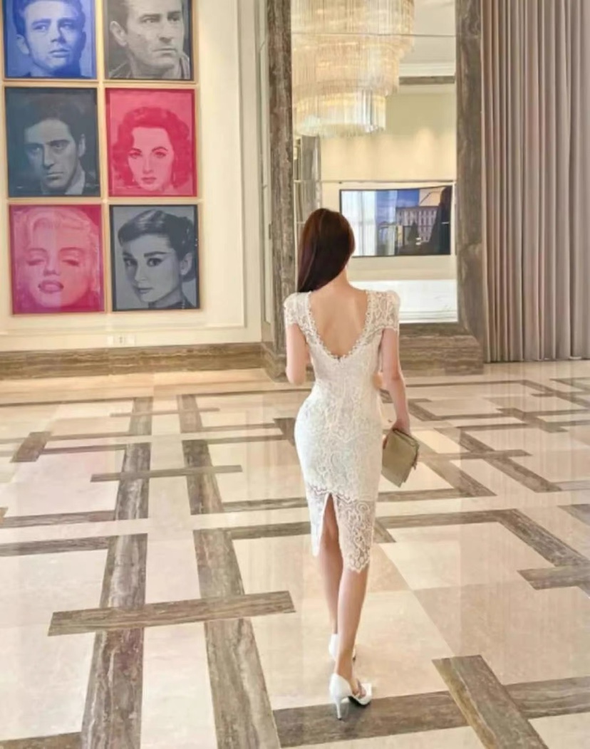 HIGH HEELS韓國直郵女裝新款職業真品連衣裙含腰帶蕾絲緞帶HIGH HEELS連衣裙
