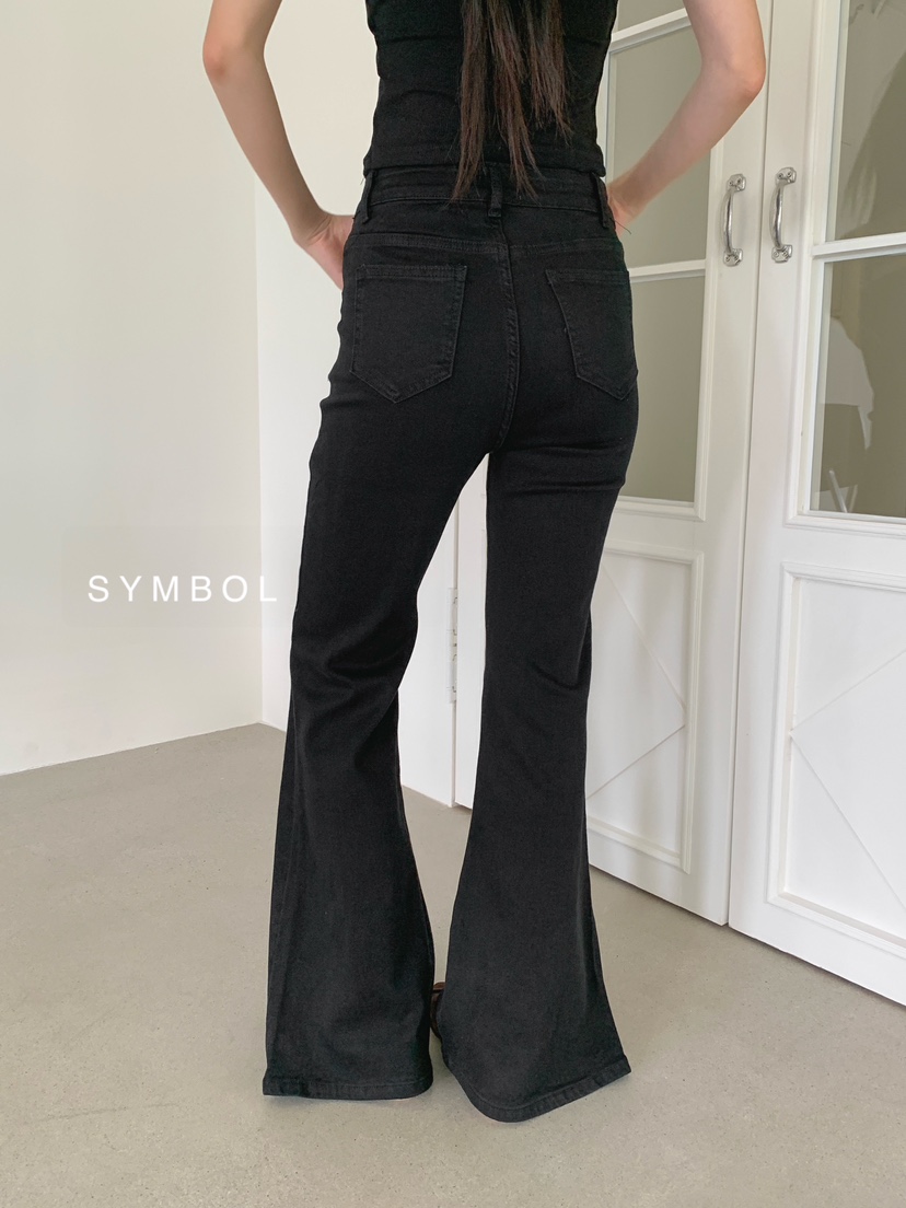 SYMBOL東大門代購女裝新品職業休閑熱賣推薦真品牛仔褲喇叭SYMBOL牛仔褲