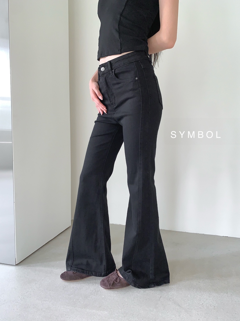 SYMBOL東大門代購女裝新品職業休閑熱賣推薦真品牛仔褲喇叭SYMBOL牛仔褲