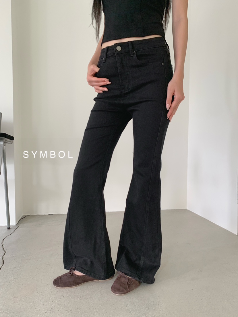 SYMBOL東大門代購女裝新品職業休閑熱賣推薦真品牛仔褲喇叭SYMBOL牛仔褲圖色2