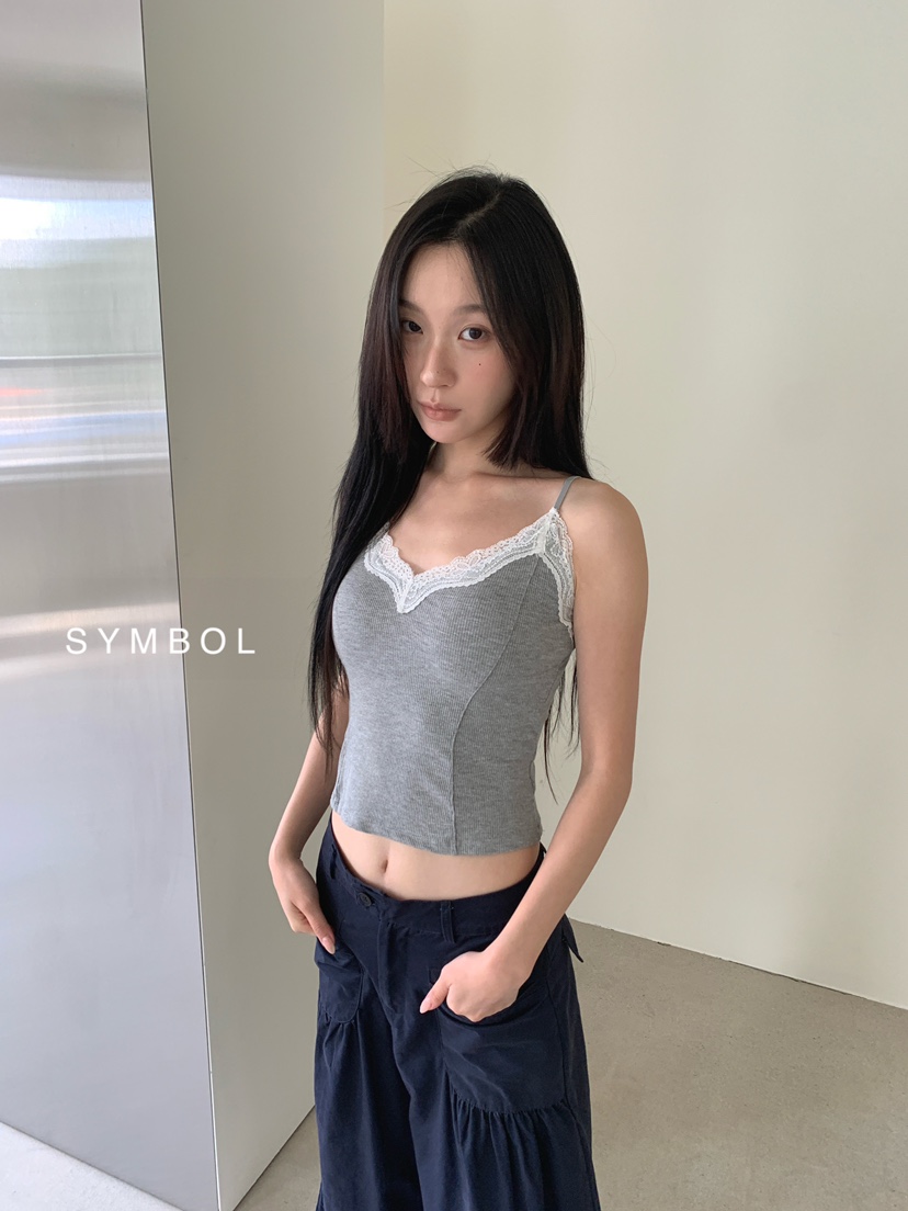 SYMBOL韓國代購女裝新品休閑人氣推薦職業26春夏吊帶背心蕾絲SYMBOL吊帶/背心圖色1