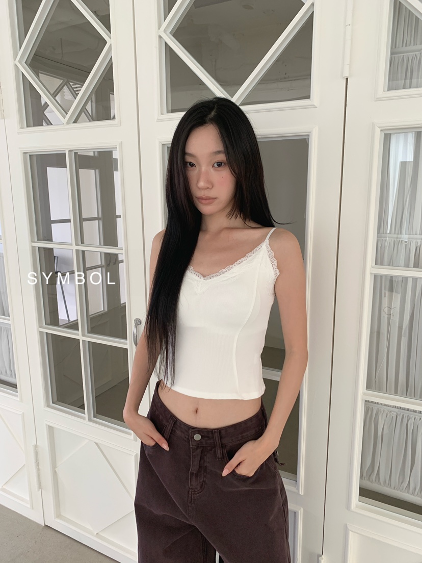 SYMBOL韓國代購女裝新品休閑人氣推薦職業26春夏吊帶背心蕾絲SYMBOL吊帶/背心圖色2