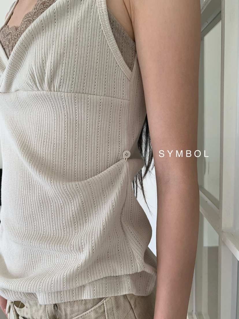 SYMBOL東大門代購女裝新品真品休閑時尚吊帶背心蕾絲雙層SYMBOL吊帶/背心